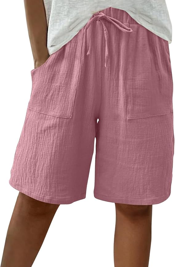 Women UK Sale Clearance Knee Length Elasticated Waist Casual Loose Wide Leg Baggy Vacation Summer Beach Shorts
