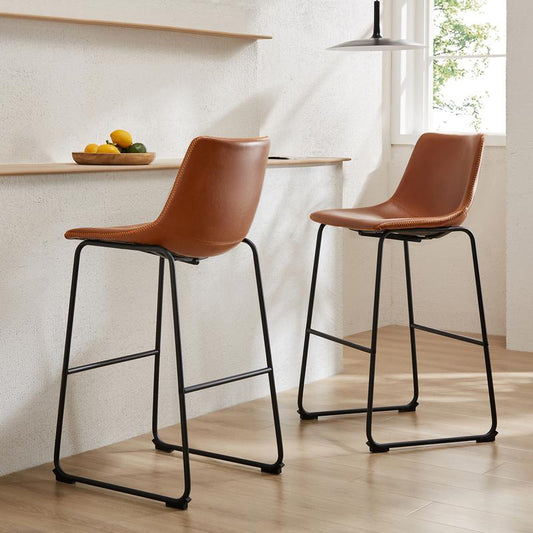 Sleek Leather Bar Stools with Back